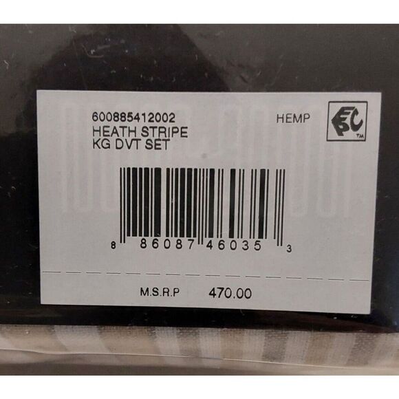 Ralph Lauren HEATH STRIPE Hemp 100% Cotton King Duvet Cover Set Bedding - Picture 11 of 11